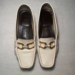 ESCADA White Horsebit Loafers